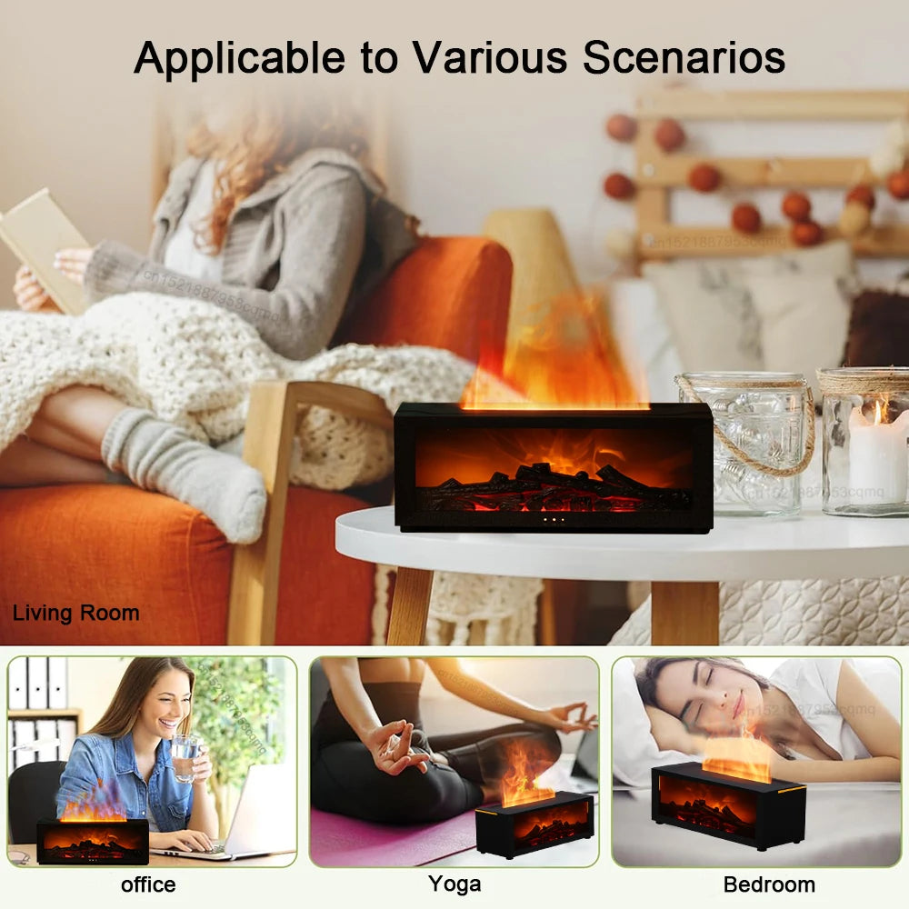 Humidificador de aire, difusor de aceites esenciales, humidificador de aroma con efecto de llama, difusor de fragancia para habitaciones y el hogar con luz nocturna, difusor de aromaterapia