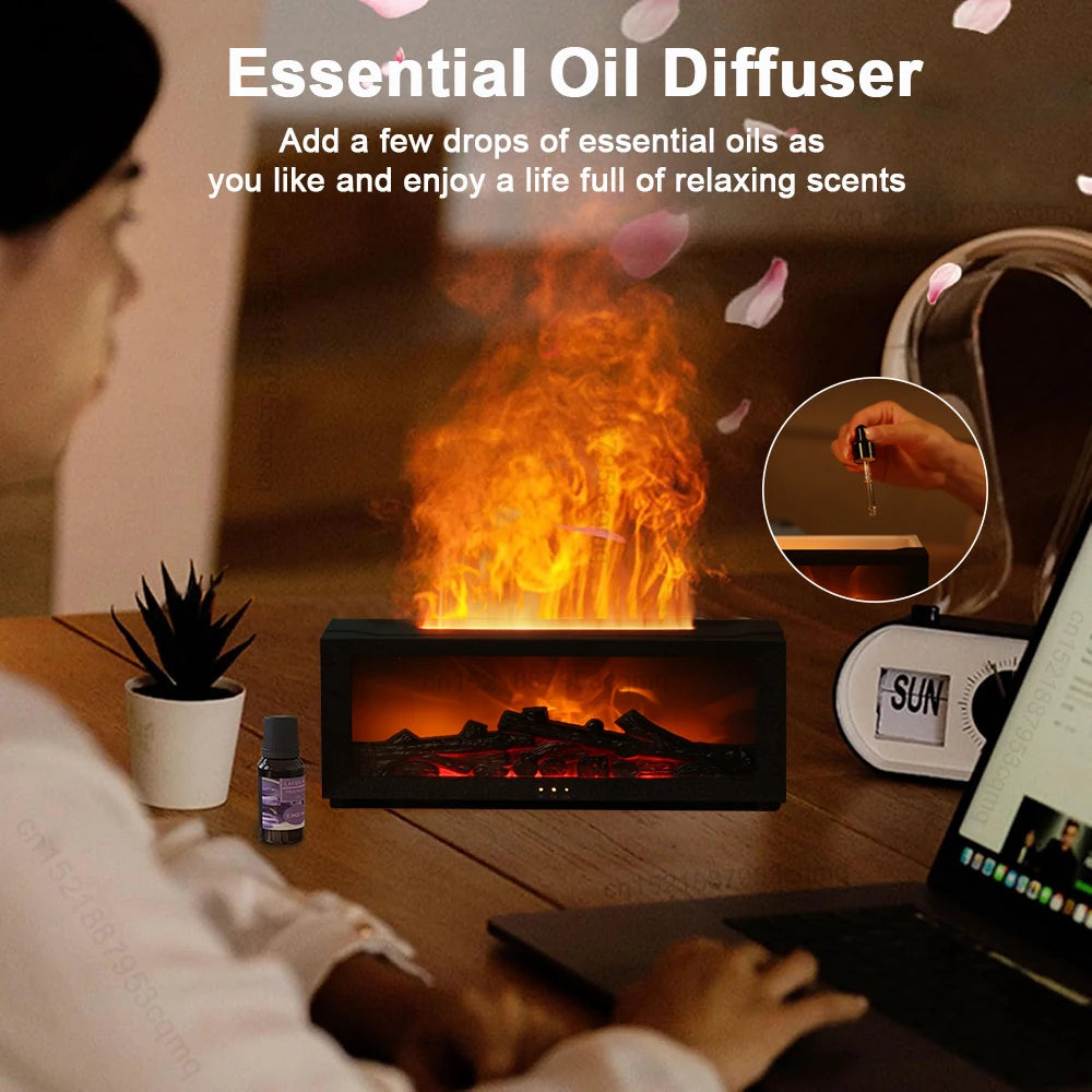 Humidificador de aire, difusor de aceites esenciales, humidificador de aroma con efecto de llama, difusor de fragancia para habitaciones y el hogar con luz nocturna, difusor de aromaterapia