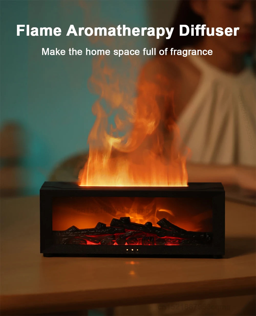 Humidificador de aire, difusor de aceites esenciales, humidificador de aroma con efecto de llama, difusor de fragancia para habitaciones y el hogar con luz nocturna, difusor de aromaterapia