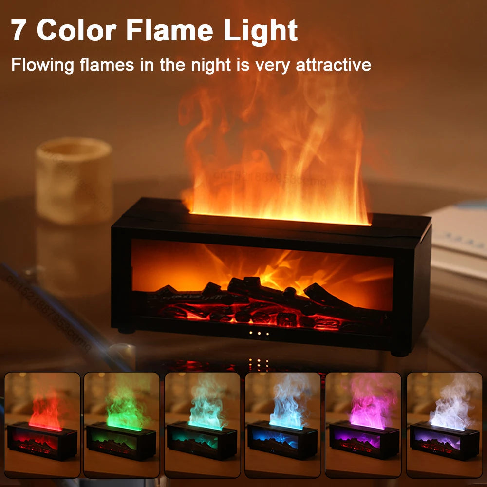 Humidificador de aire, difusor de aceites esenciales, humidificador de aroma con efecto de llama, difusor de fragancia para habitaciones y el hogar con luz nocturna, difusor de aromaterapia