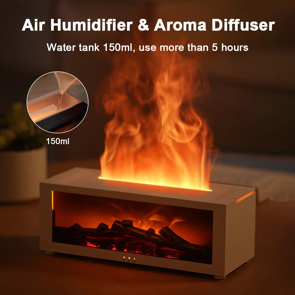 Humidificador de aire, difusor de aceites esenciales, humidificador de aroma con efecto de llama, difusor de fragancia para habitaciones y el hogar con luz nocturna, difusor de aromaterapia