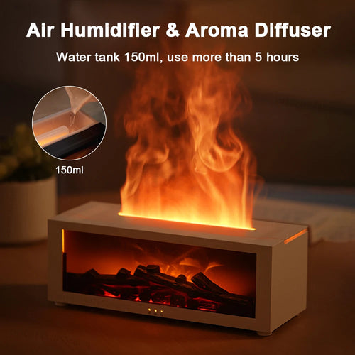 Humidificador de aire, difusor de aceites esenciales, humidificador de aroma con efecto de llama, difusor de fragancia para habitaciones y el hogar con luz nocturna, difusor de aromaterapia