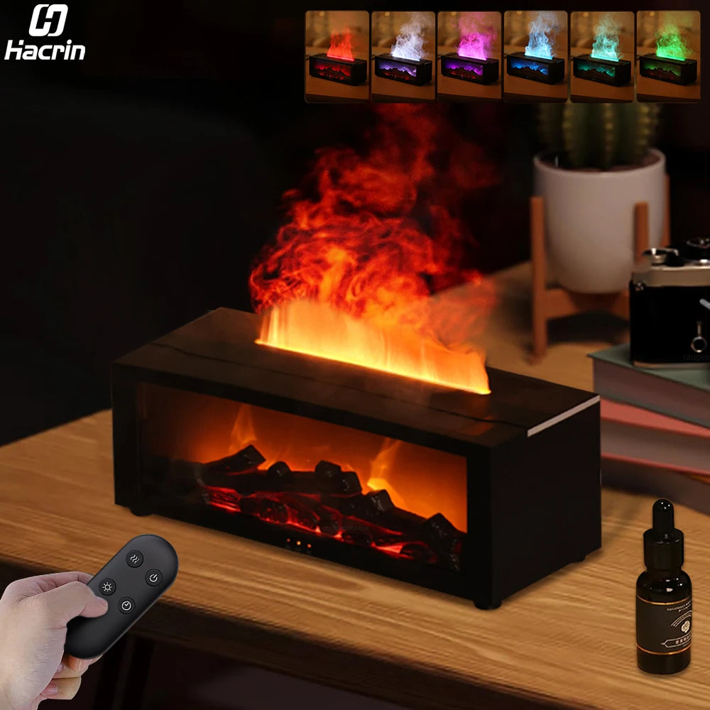 Humidificador de aire, difusor de aceites esenciales, humidificador de aroma con efecto de llama, difusor de fragancia para habitaciones y el hogar con luz nocturna, difusor de aromaterapia